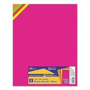 Pack of 5 RoyalBrites Neon Variety Poster Board 11" x 14"